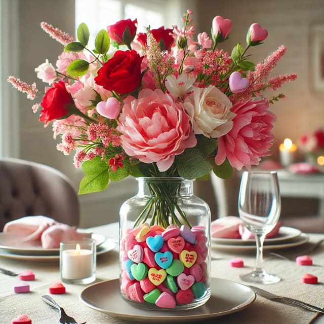 Affordable Valentine’s Day Decor Candy Heart Blooms