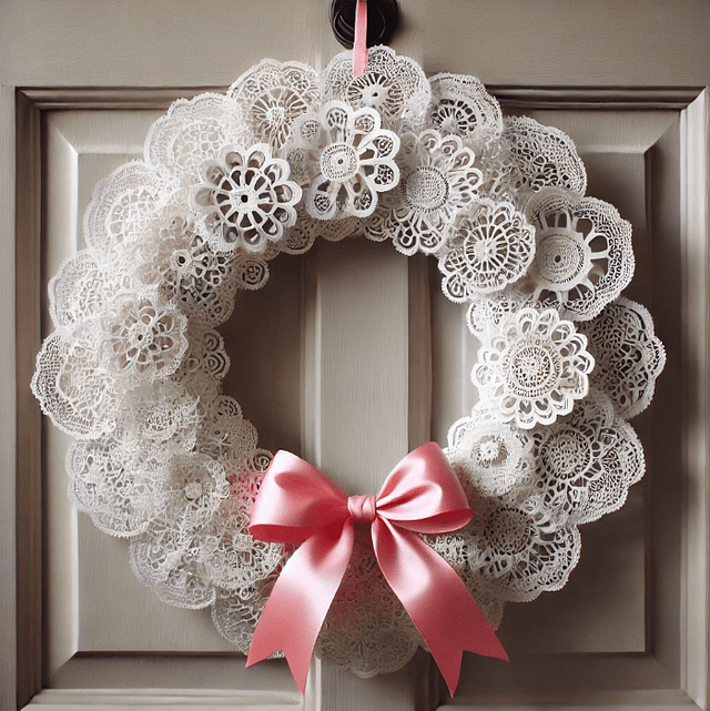 Affordable Valentine’s Day Decor doily wreath