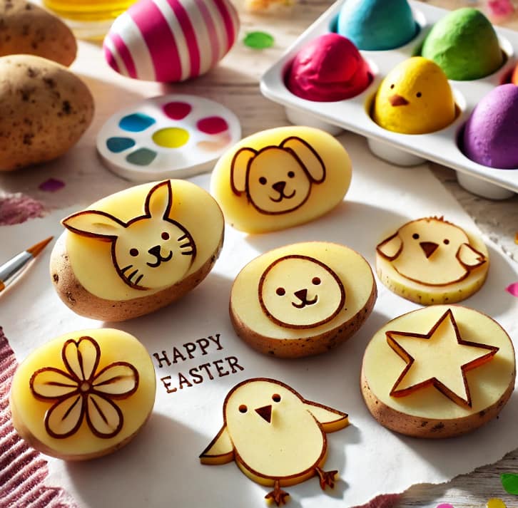 Easter crafts for kids potato stamps